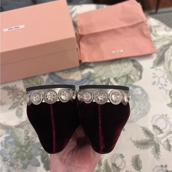 Miu Miu Velvet and Patent Flats with Crystal Heels - Picture 6 of 9